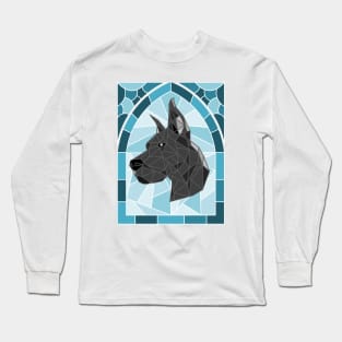 Stained Glass Blue Great Dane Long Sleeve T-Shirt